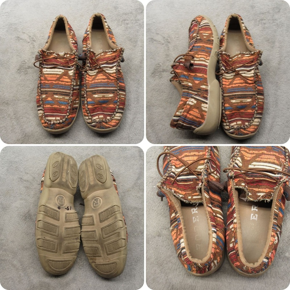 Roper Aztec Mens Shoes 9 Brown Southwestern Slip‎ On Lace-Up Shoes Loafer Casual